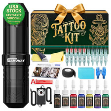 Tattoo Pen Kit Complete Starter Set Rotary Machine Needles Ink for Beginners