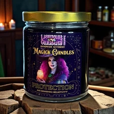 Wiccan Magic Spell Candle for PROTECTION - BANISHING - ENDING DRAMA - HEALING