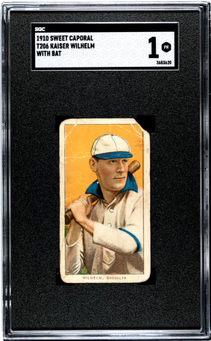 1909 T206 KAISER WILHELM POOR SWEET CAPORAL 350 BATTING SGC 1 BROOKLYN SUPERBAS