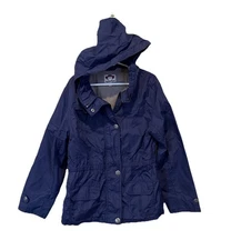 Appaman Girls Jacket 8 Navy Blue Lightweight Windbreaker Hooded Zip Up Pockets