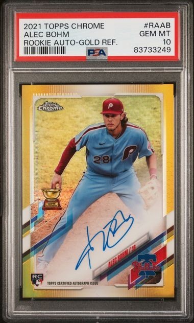 2021 TOPPS CHROME #RAAB ALEC BOHM RC ROOKIE AUTO GOLD REFRACTOR /50 PSA 10