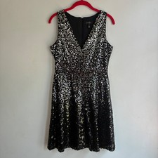 Jessica Simpson Sequin Ombre Dress 6 Black Silver Party Going Out