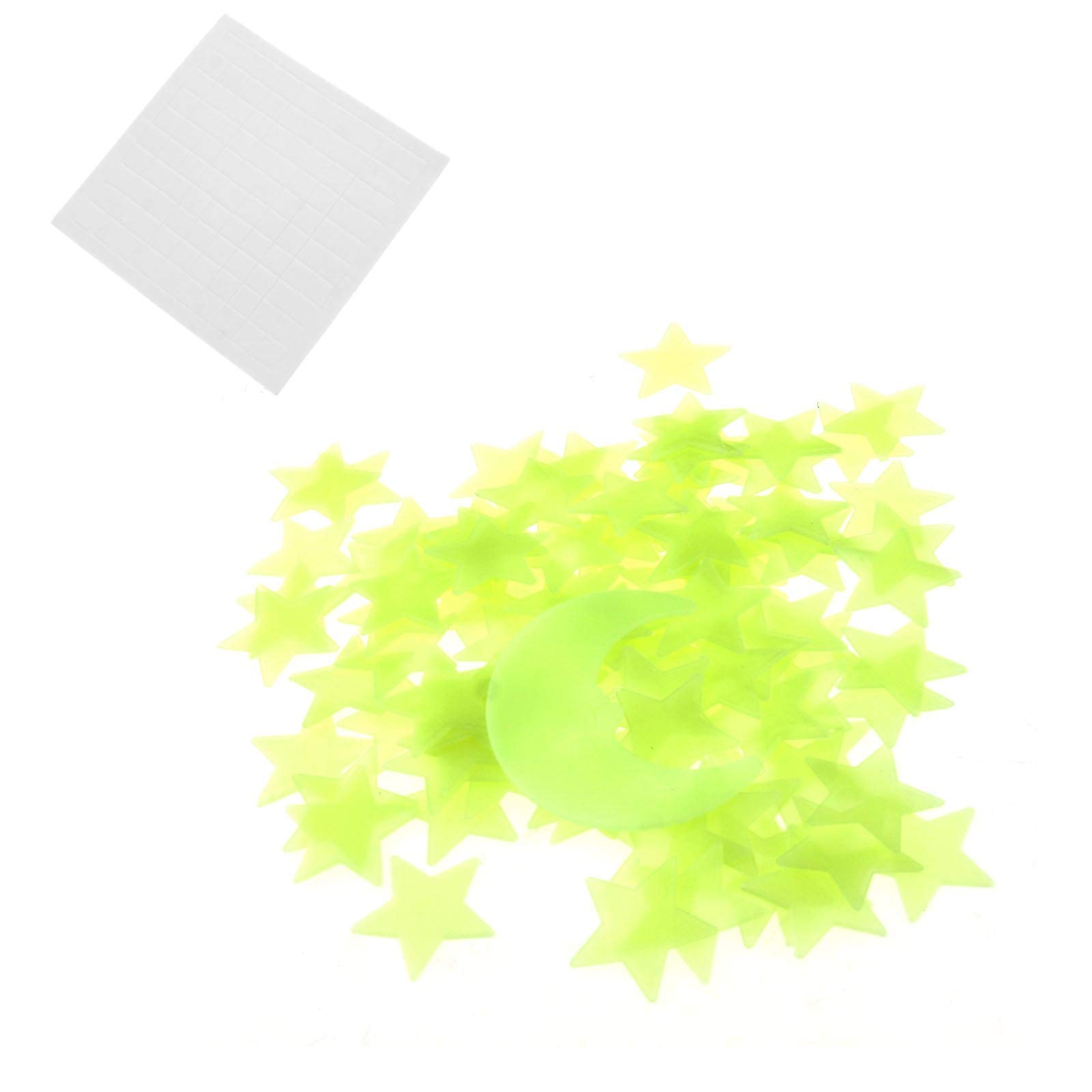 Étoiles phosphorescentes Be In Your Mind lot de 100 pièces et lune en plastique pour plafond