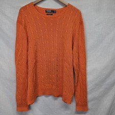 Polo by Ralph Lauren Orange Long Sleeve Cable Knit Men't Sweater