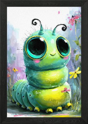 Niedliche Cartoon Raupe Garten gerahmtes Wandbild Poster Leinwanddruck Bild