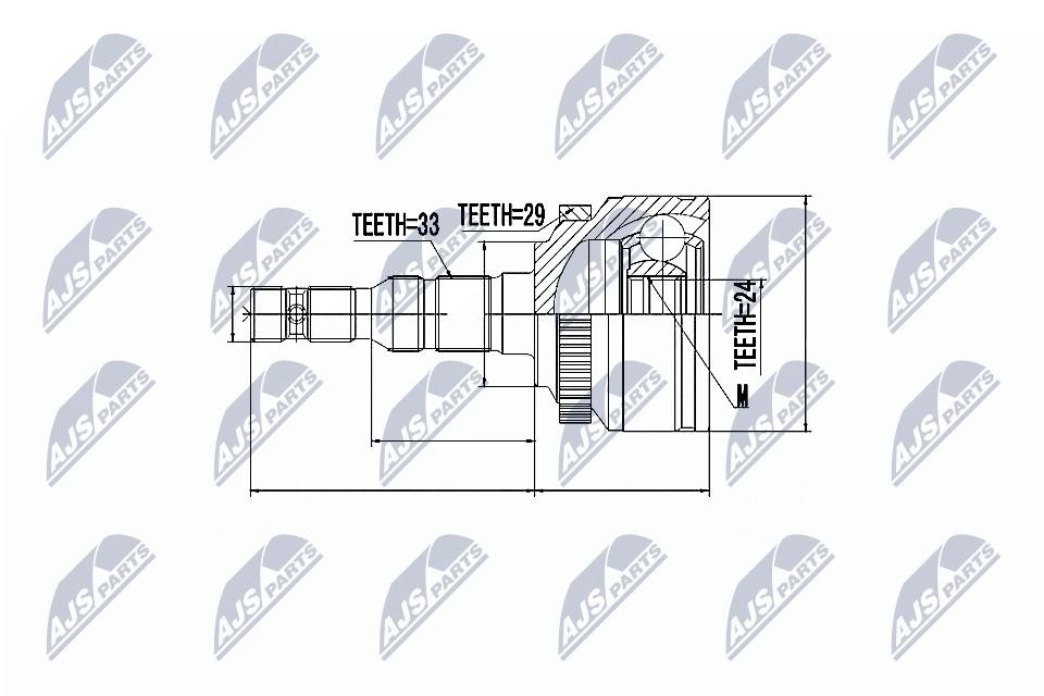 NTY Driveshaft Joint Kit NPZ-PL-027 For Opel Front Left Right, 33/24 Splines