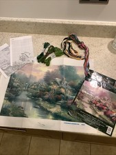 Embellished Cross Stitch Thomas Kinkade Lamplight Bridge 50925 Rare 2002 Candama