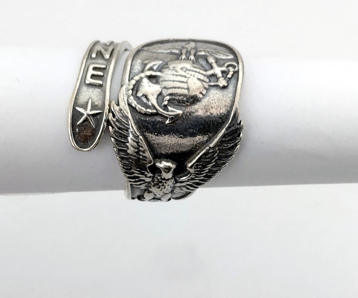 Solid 925 Sterling Silver US Marine Eagle Wings A… - image 2