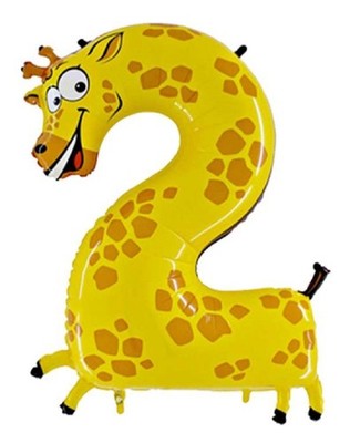 Tierische Zahlen 2 Giraffe Folienballon - 101cm 40 Inch