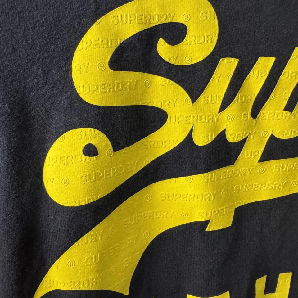 Superdry Vintage Authentic T-Shirt Navy Yellow Logo Men’s Medium 100% Cotton - Image 2 of 4