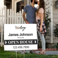 Custom Open House Yard Sign for Realtors, Real Estate Sign with Stakes