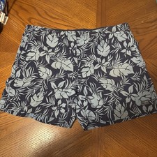 LL Bean Shorts Mens Medium Swim Trunks Navy Blue Mesh Lined Drawstring