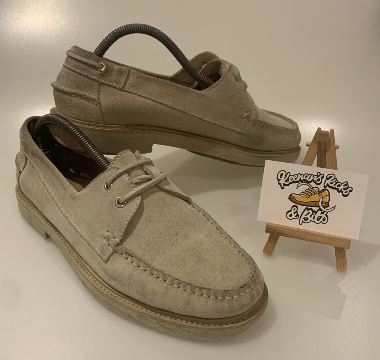 A.P.C. Men's Putty Leather Boat Shoes UK 8 RARE SUMMER DECK SUEDE VINTAGE