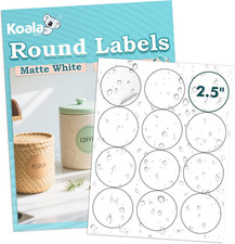 Koala round Labels 2.5 Inch, Matte Waterproof, 240 Pcs