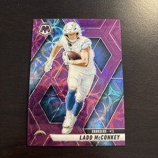2025 Panini Mosaic Ladd McConkey Purple Scope Prizm #15 Los Angeles Chargers.