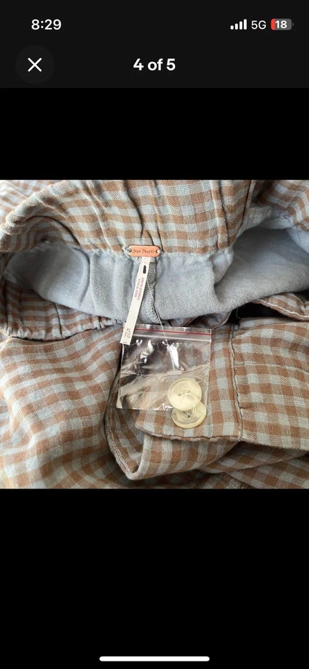 NUEVO Pantalón Mujer FREE PEOPLE East Side Cuadros Guinga Pierna Ancha Talla XL Foto 2 de 4