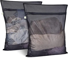 2 Pack Mesh Laundry Bags 24 X 32 Inch Large Lingerie Wash Bag Zippered Garment W
