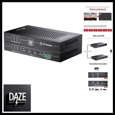 AV Access HDMI USB KVM Extender, 50m/164ft 4K 60Hz Over Cat5e/6/6a/7, Support...