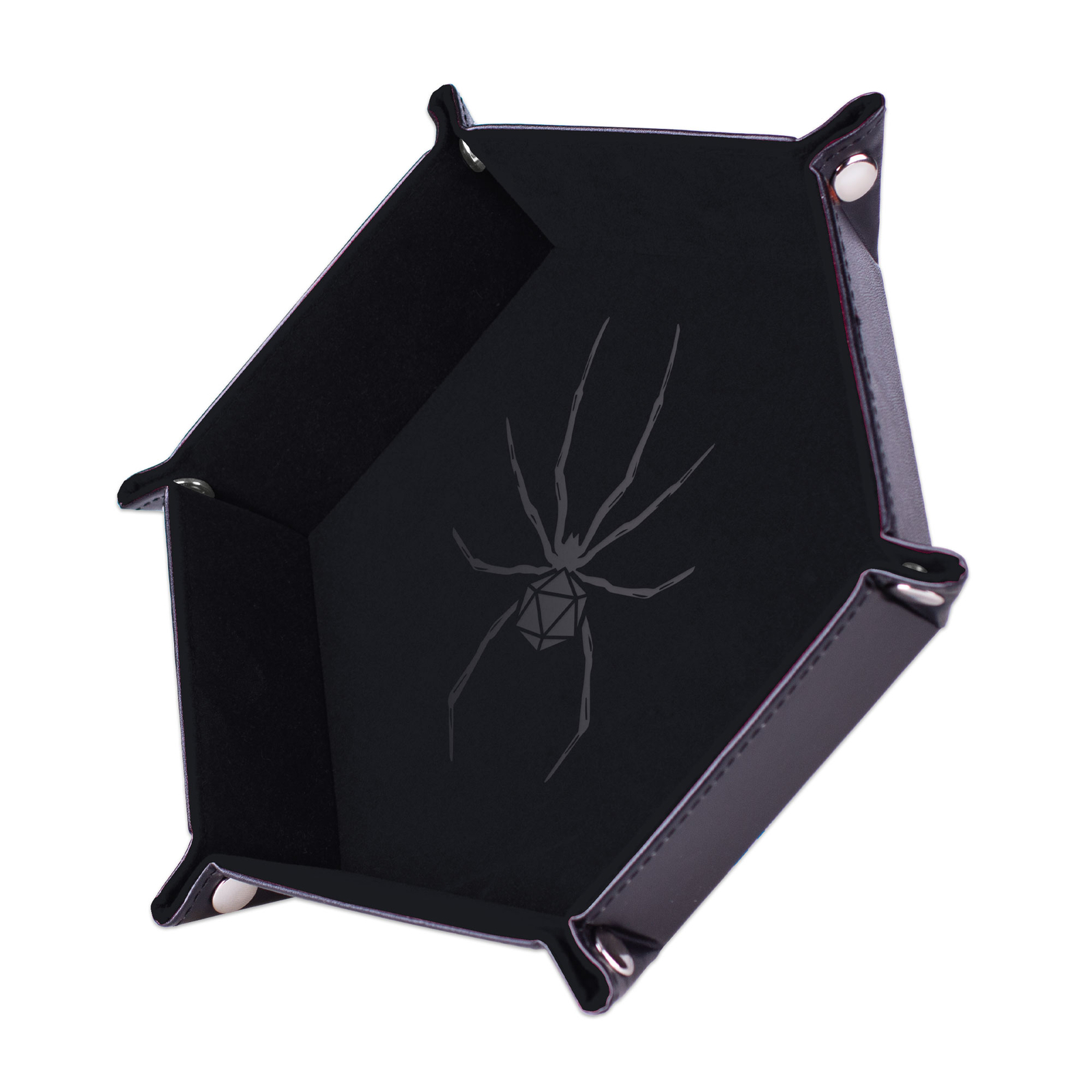 EPIC FORGE  Dice tray - Black Spider - 19 x 19 cm - Velvet and Leather