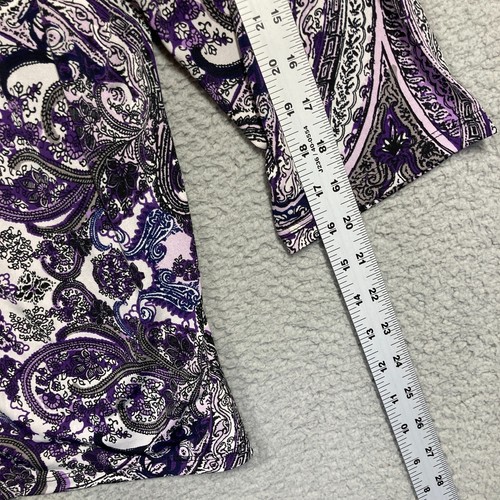 Lane Bryant Top Women's Plus 18/20 Purple Dark Paisley V Neck Relaxed Stretch - Picture 5 of 15