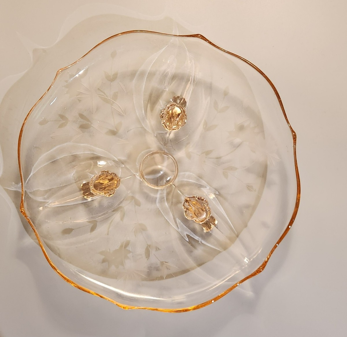 Amber Depression Glass Serving Plate (TRE) Amber Depression Glass Serving Plate (TRE)