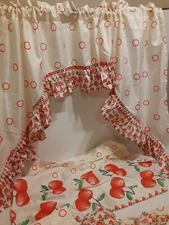 Kitchen Curtains  Set Of 2 Windows  Tier & Swags Apple Print Apple Orchard....