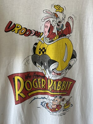 VINTAGE RARE 80s Who Framed Roger Rabbit “Vrooom” T-Shirt - White