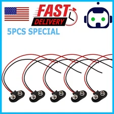 9V 15cm Battery Connector T Type Clip Plug Wire Cord Leads 9 Volt 5PCS