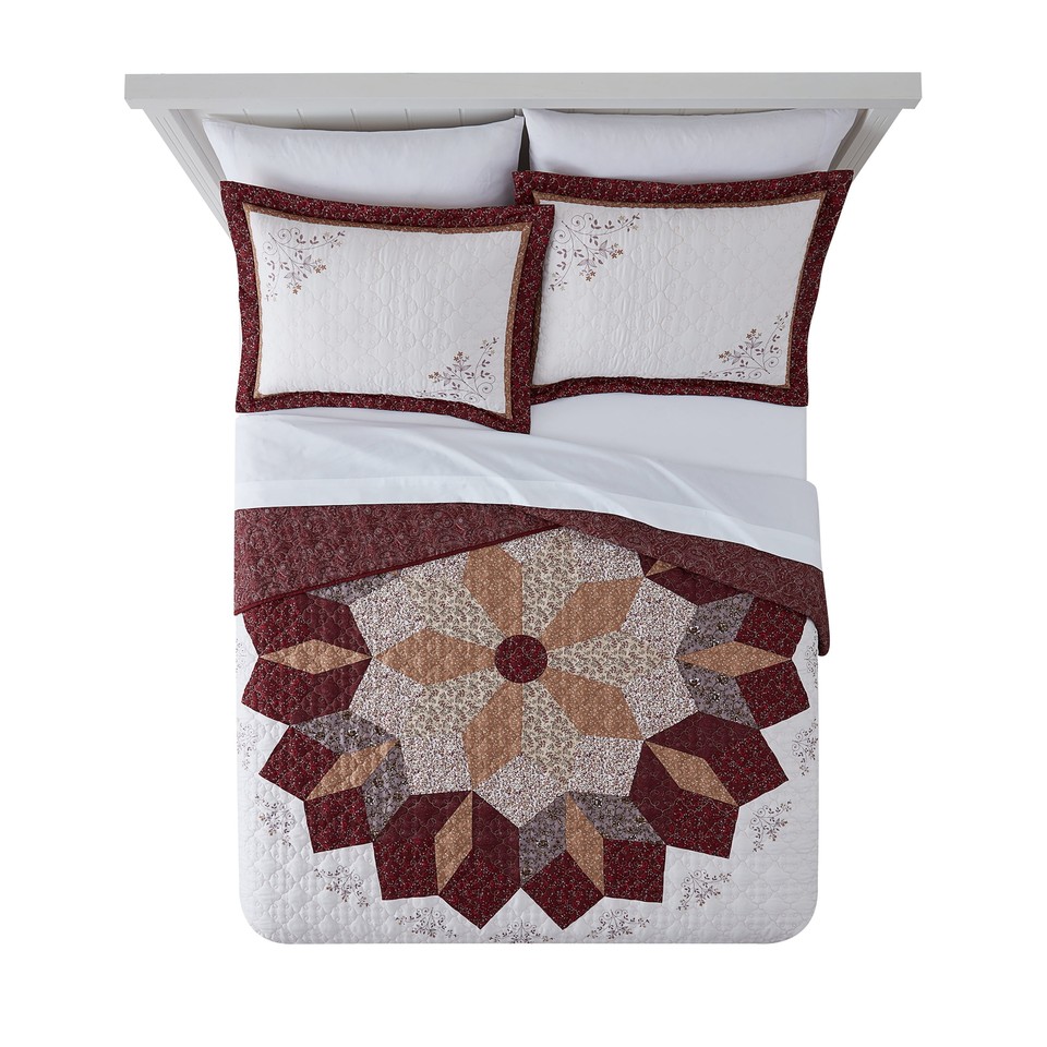 Reversible Brick Star Quilt, Red, King, 1Piece eBay