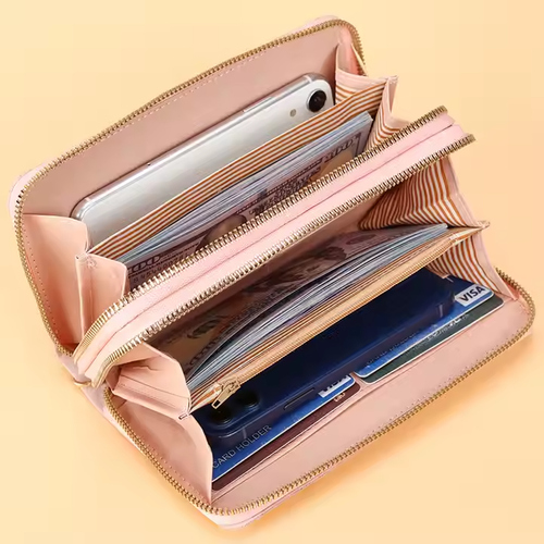 New women's long wallet Korean style simple double zipper coin purse multi-card - Bild 4 von 16