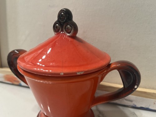 Vintage Metlox Poppytrail Red Rooster Mugs Stoneware Set of 9, And 1 Sugar Jar - Picture 14 of 14