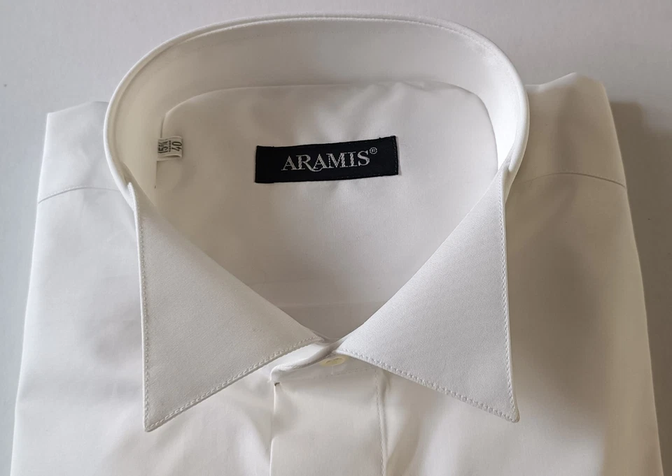 Camicia Aramis Cotone Bianco Cerimonia Smoking Polsi Doppi Regular Fit - Immagine 2 di 3