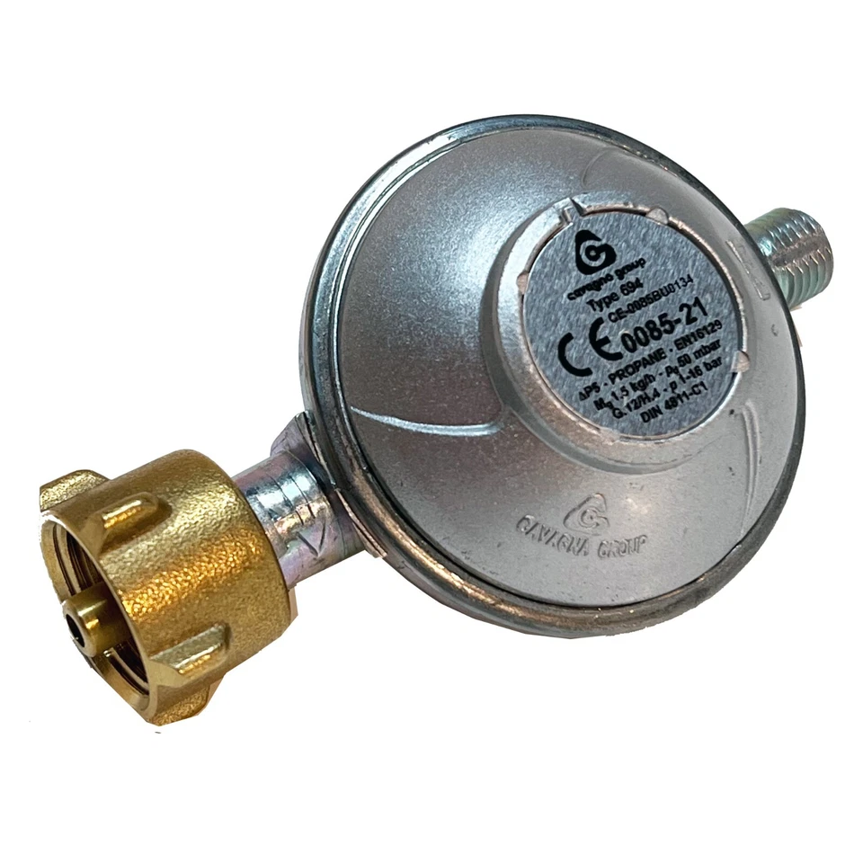 SOUK ONE Druckminderer Gasdruckregler 50mbar, 1,5kg/h, für 3/5/11 kg Gasflaschen