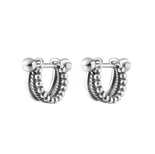 Women's Small Layer Huggie Hoop Earrings Screw Back Ear Stud 925 Sterling Silver