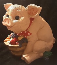 Enesco Pig w/basket of Veggies Piggy Bank, 1995 Kathy Wise
