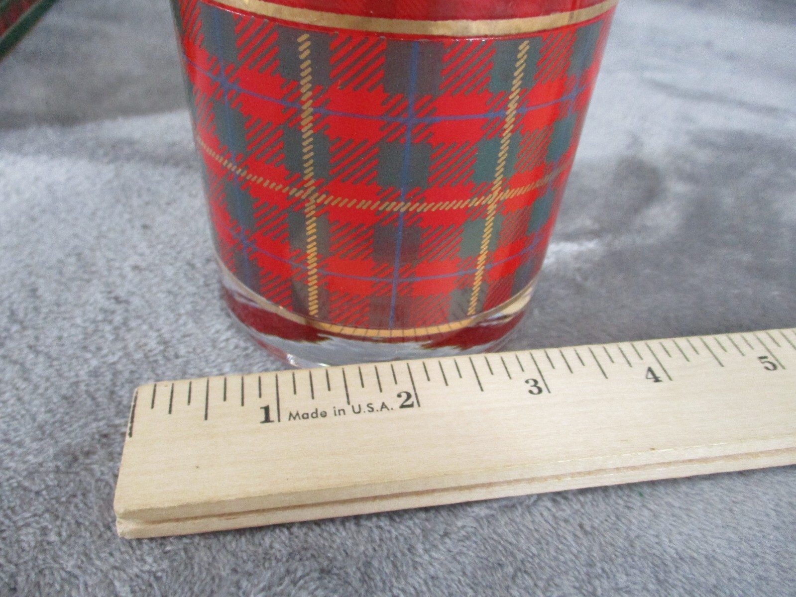 Whiskey Glasses Set Scottish Plaid Special Gifts By Crowning Touch  4 Piece New