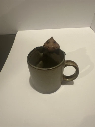 Vintage Japan Pottery Lizard Fangs Glazed Stoneware 3D Gempo Giftcraft Mug Cup