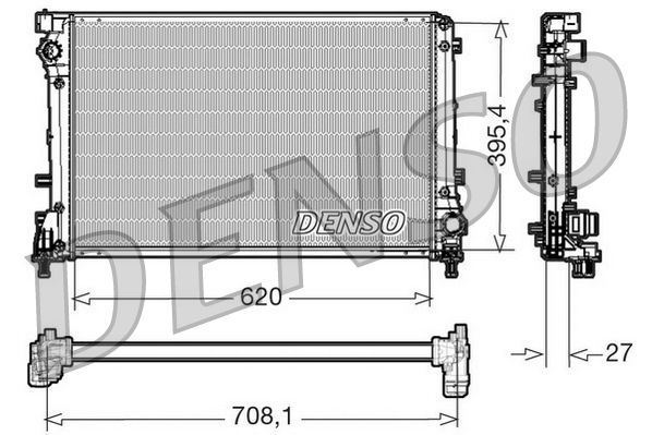 Denso Engine Cooling Radiator Aluminium 620mm Core Length Fits Fiat DRM09163
