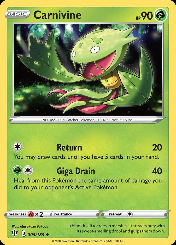 Pokemon Carnivine (5/202) Darkness Ablaze NM