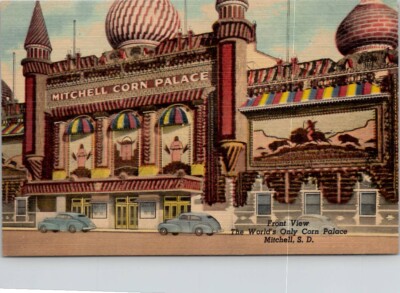 Mitchell South Dakota 1950s, Front View World's Only Corn Palace Postcard Wpc3