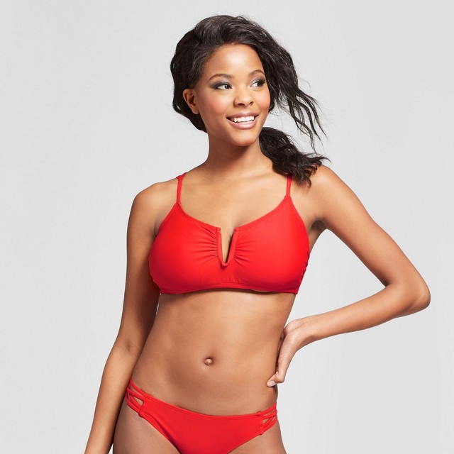 red bralette bikini