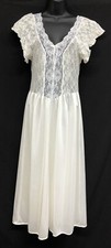 Vtg Ivory Victorian Vassarette Sz M Bridal Nylon Nightgown Women Lingerie 30-656