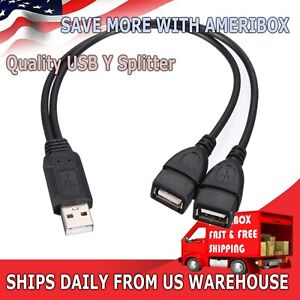 USB 2.0 Male to 2 Dual USB Female Jack Y Splitter Hub Adapter Cable