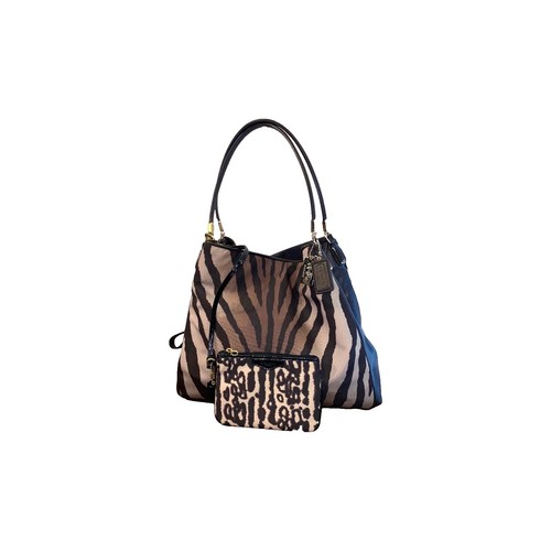 Coach Park Metro Tote Bag ZEBRA PRINT Tan & Cream Handbag Purse
