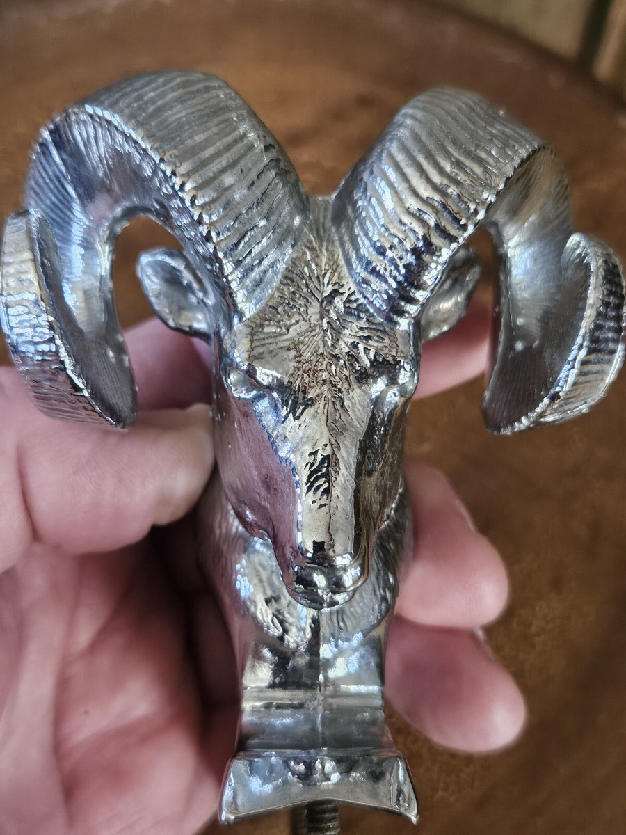 Vintage Dodge Ram Hood Ornament Chrome Horns Ram charger Head