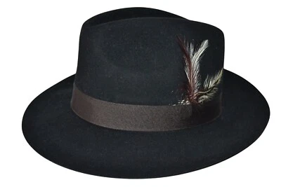 Chapeau Fedora Noir Paul Smith Avec Plumes "M" Neuf - Photo 1/4