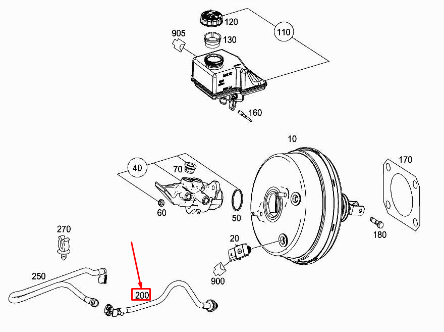 MERCEDES-BENZ GLE W166 Bremskraftverstärker-Unterdruckleitung A1664301729
