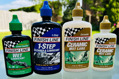 Finish Line Chain Lube 2 x 120 ml & 2 x 60 ml, Ceramic Wet, 1-Step & XC Wet Lube