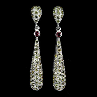 925 Sterlingsilber Ohrringe Runde Saphir Rhodolith Natürlicher Edelstein Schmuck