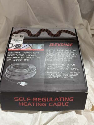 Self-Regulating Deicing Heating Cable 100 ft For Metal and Plastic Pipes Gd1